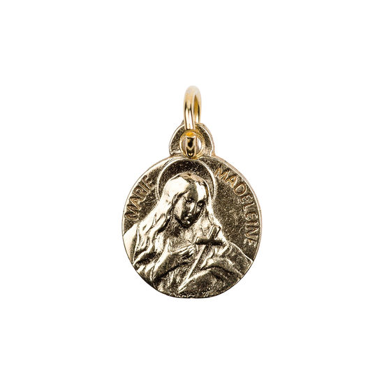 Médaille moulée en métal couleur dorée Ø 1.5 cm. Plusieurs saints.