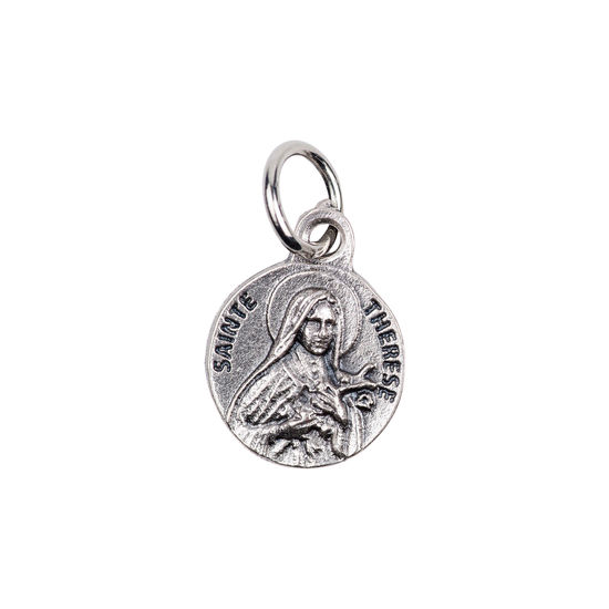 Médaille moulée en métal couleur argentée Ø 1,2 cm, Plusieurs Saints.