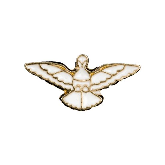 Pin´s colombe en métal couleur dorée et émaillé blanc H. 1,3 cm.