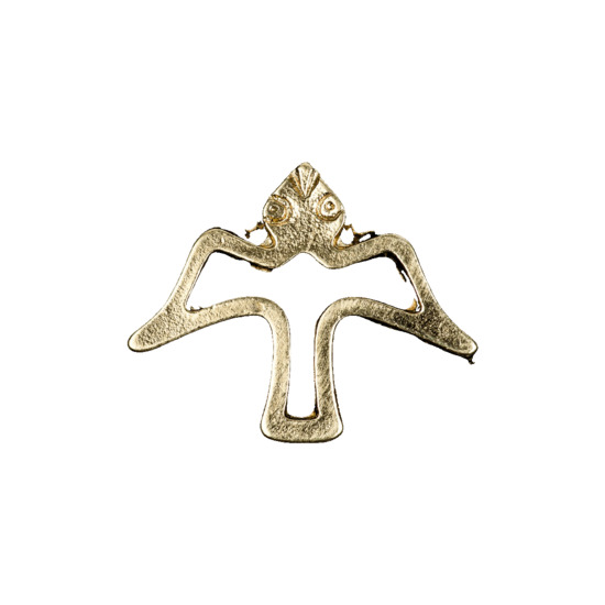 Pin's colombe en métal doré et ajouré H. 1,7 cm.