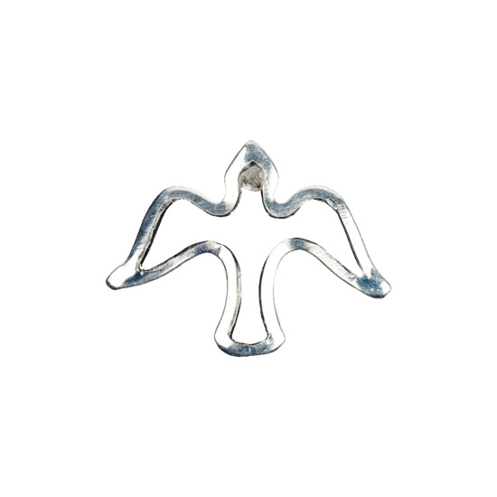 Pin's colombe en métal argenté et ajouré H. 1,7 cm.