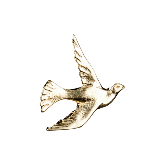 Pin's colombe en métal doré H. 2,2 cm.