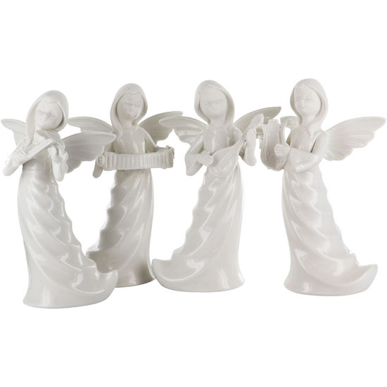 Ange en porcelaine - H. 15,5 cm en boite. Série de 4 anges
