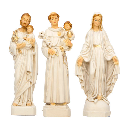 Statue en gomme et résine incassable intérieur/extérieur en couleur beige Hauteur 16 cm. Plusieurs Saints.