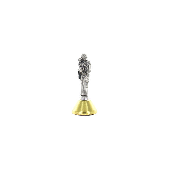 Statue en métal sur socle magnétique ou adhésif, Hauteur 2.5 cm, plusieurs saints.