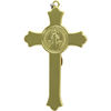 Croix de saint Benoît en métal couleur dorée, hauteur 7,5 cm.
