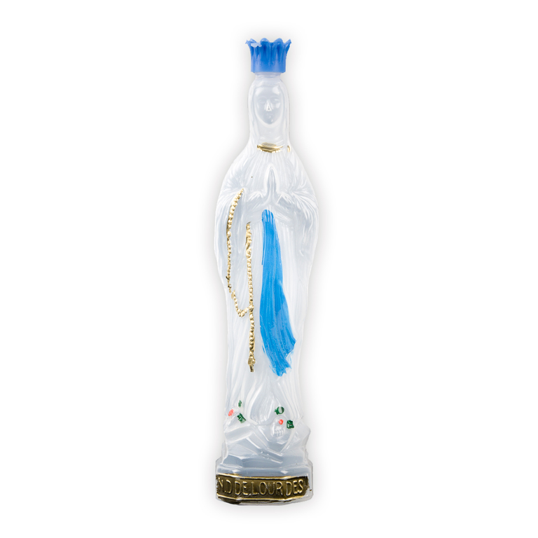 Gourde plastique Notre Dame de Lourdes décorée H. 23 cm