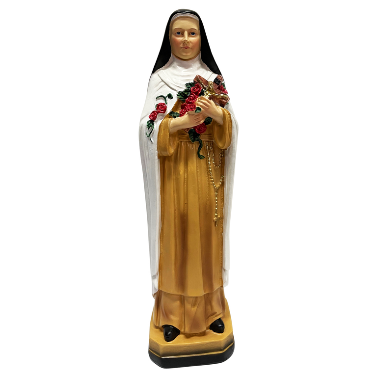 Statue en résine peinte à la main de Sainte Thérèse de l'enfant Jésus. Plusieurs tailles.