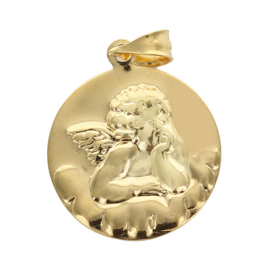 Médaille en plaqué or Ø 1,5 cm de l'Ange Raphaël. Livrée en boîte.