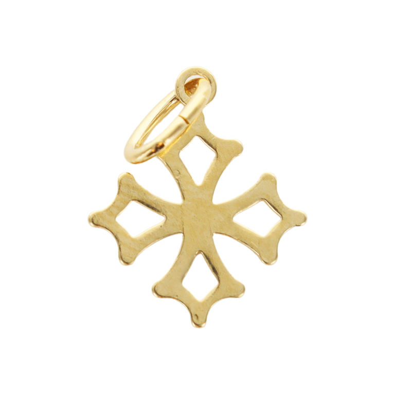 Croix de cou occitane en plaqué or petit modèle H. 1 cm. Livrée en boîte 
