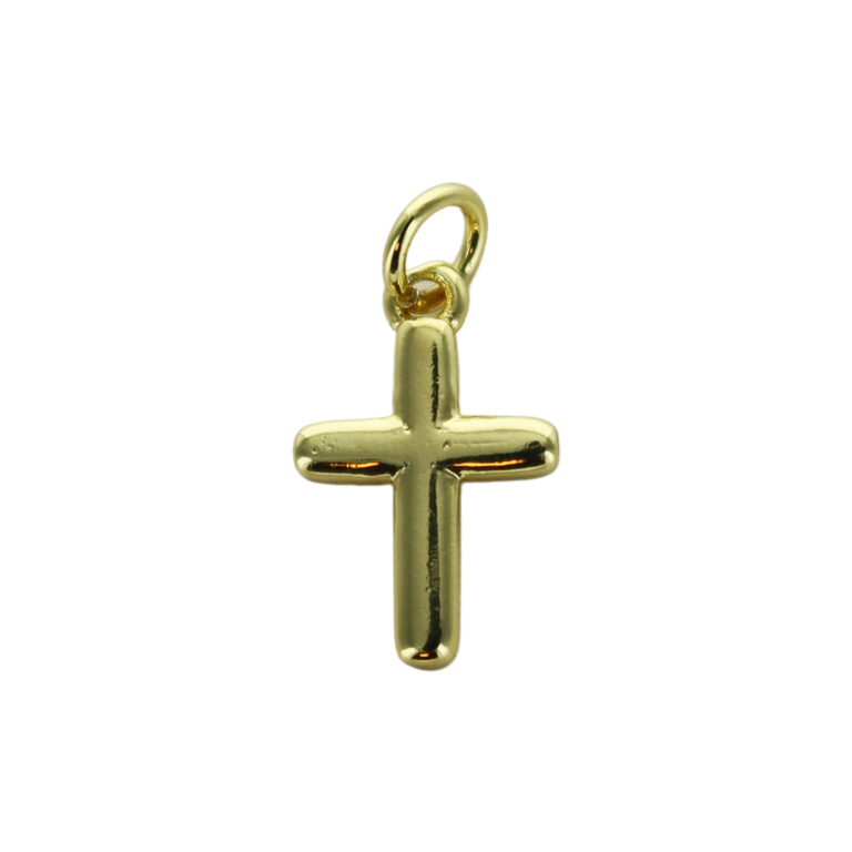 Croix de cou bâton petit modèle, dorée supérieur H. 1,2 cm.