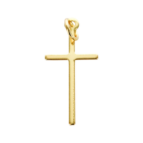 Croix de cou bâton petit modéle, dorée supérieur H. 2,3 cm.