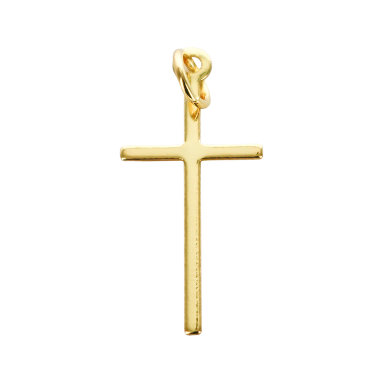 Croix de cou bâton petit modéle, dorée supérieur H. 2,3 cm.