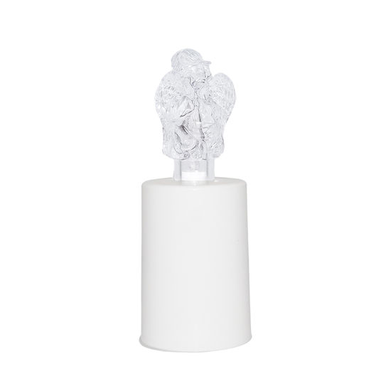 Lumignon blanc à piles H. 13,5 cm avec ange, sans image