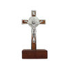 Croix de saint Benoît en bois sur socle, hauteur 8.7 cm.