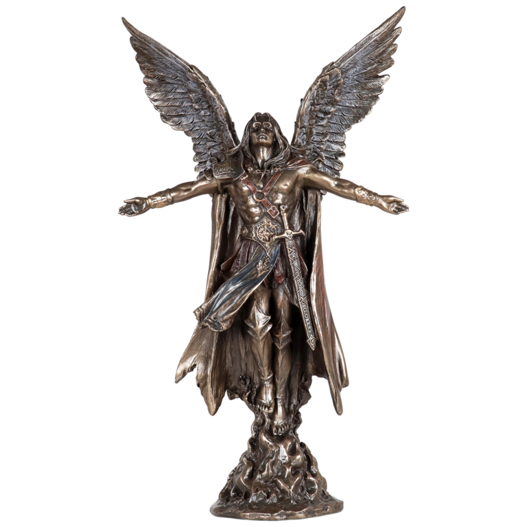Statue bronze coulé à froid de l'Archange qui monte au ciel, H. 28 cm