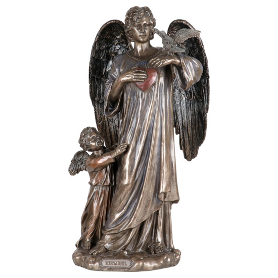 Statue bronze coulé à froid le l'archange Chamuel, H. 31 cm