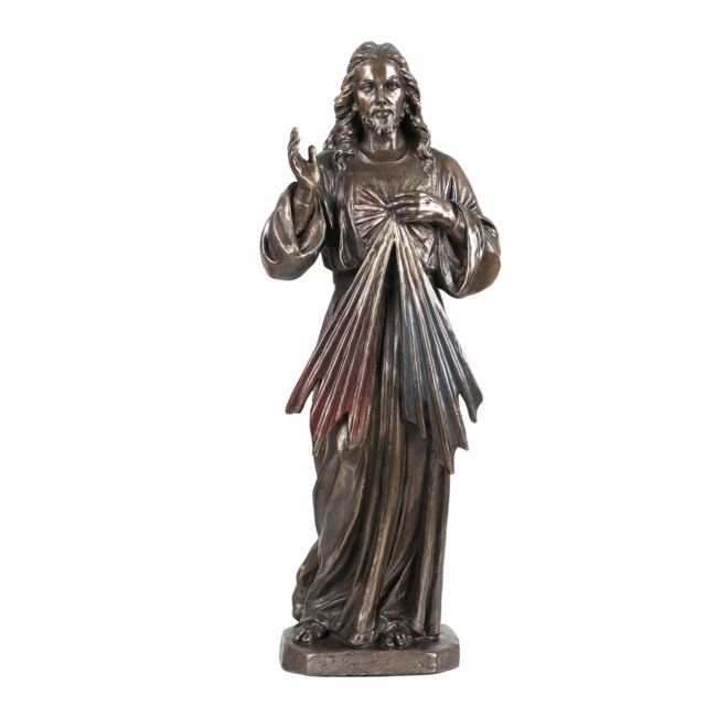 Statue bronze coulé à froid du Christ Miséricordieux, H. 22 cm