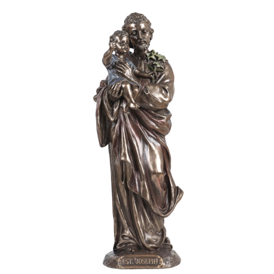 Statue bronze coulé à froid de saint Joseph, H. 21 cm