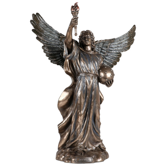Statue bronze coulé à froid de l'archange Jophiel, H. 35 cm