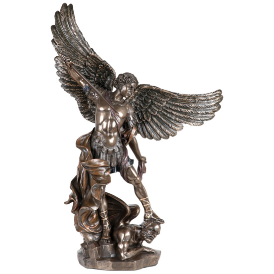 Statue bronze coulé à froid de saint Michel avec le démon. Plusieurs tailles.