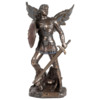 Statue bronze coulé à froid de saint Michel archange avec bouclier,  H. 23 cm