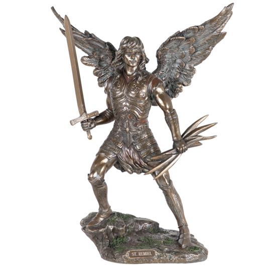 Statue bronze coulé à froid de l'archange Remiel,  H. 28 cm