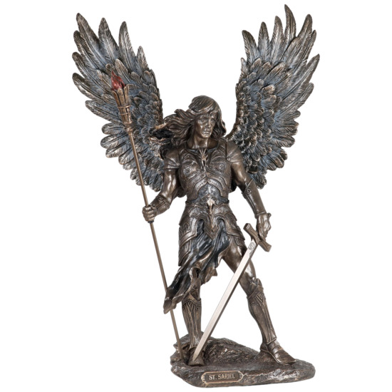 Statue bronze coulé à froid l'archange Sariel,  H. 33 cm