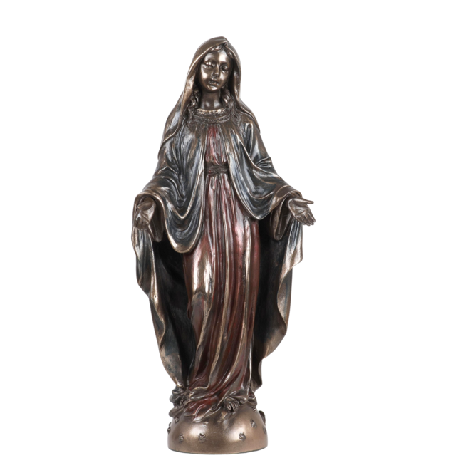 Statue bronze coulé à froid de la Vierge Miraculeuse, H. 21 cm
