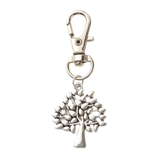 Porte-clés arbre de vie, avec fermoir mousqueton pivotant L. 6 cm.