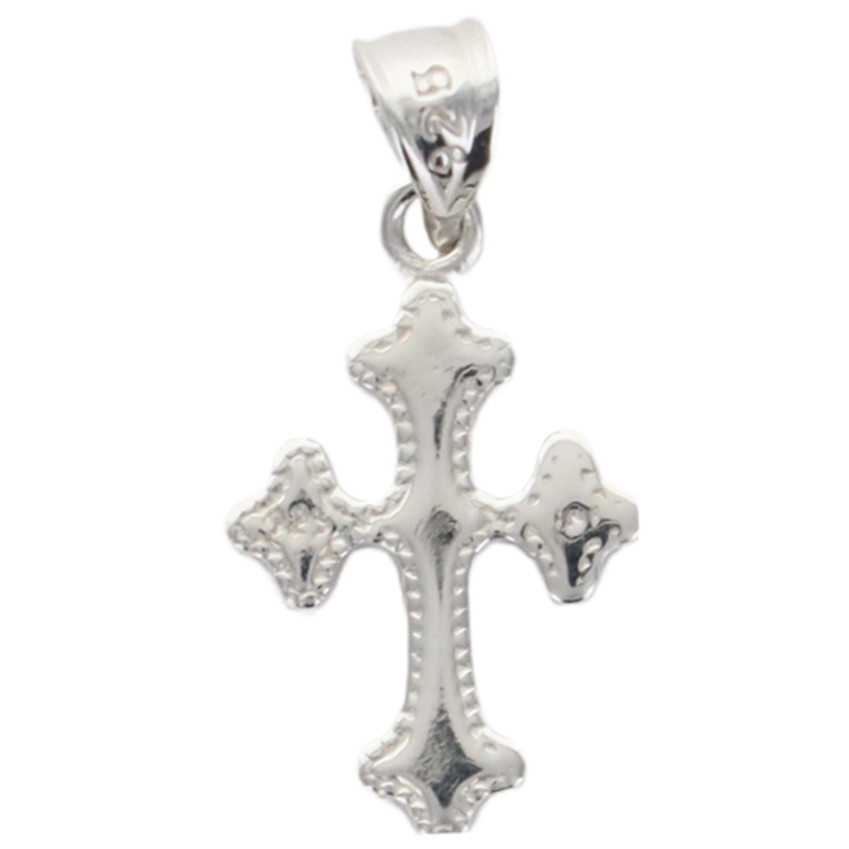 Croix de cou orthodoxe en argent 925 °/°° rhodié. H 1.6 cm (0.90 g). Livrée en boîte.