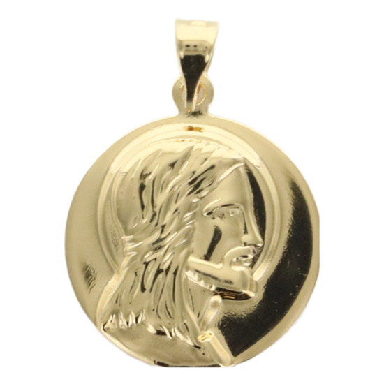 Médaille du visage du Christ en plaqué or, Ø 1,5 cm Livrée en boîte. 