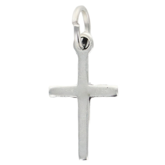 Croix de cou simple en metal H.1.5 cm couleur argentée