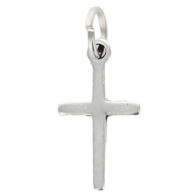 Croix de cou simple en metal H.1.5 cm couleur argentée
