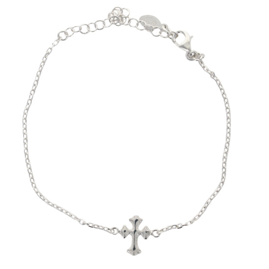 Bracelet en argent 925 °/°° ajustable sur chaine avec croix orthodoxe (1.6 g) Livré en boîte. 