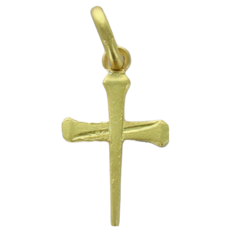 Croix de cou en plaqué or H. 1,50 cm. Livrée en boite