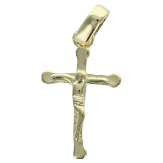 Croix de cou en plaqué or avec Christ 2 cm - livrée en boite