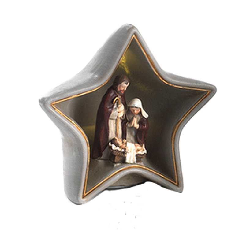 Nativité en forme d'étoile en résine avec lumière LED  H. 9.8 cm - L. 10.5 cm 