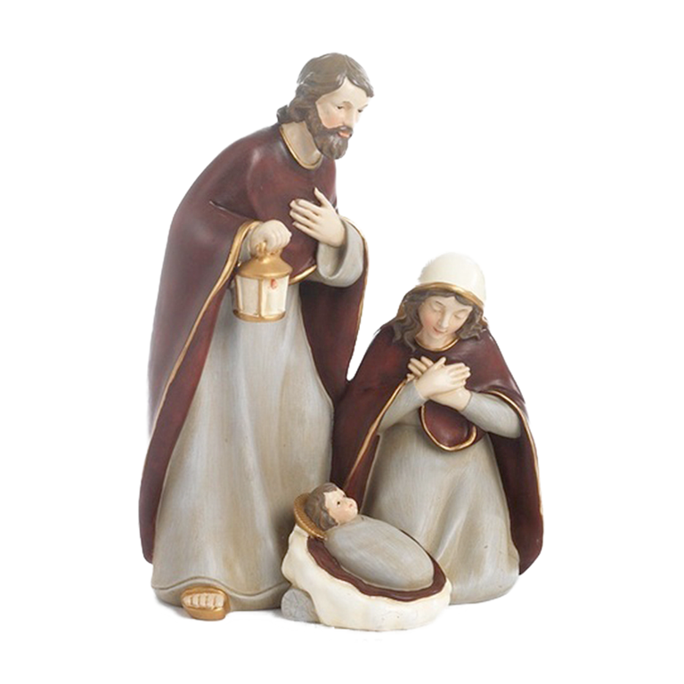 Nativité en résine peinte à la main H. 19.7 cm L. 14.3 cm
