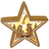 Nativité en forme d'étoile en bois avec lumière LED H. 12.3 cm - L. 13 cm 