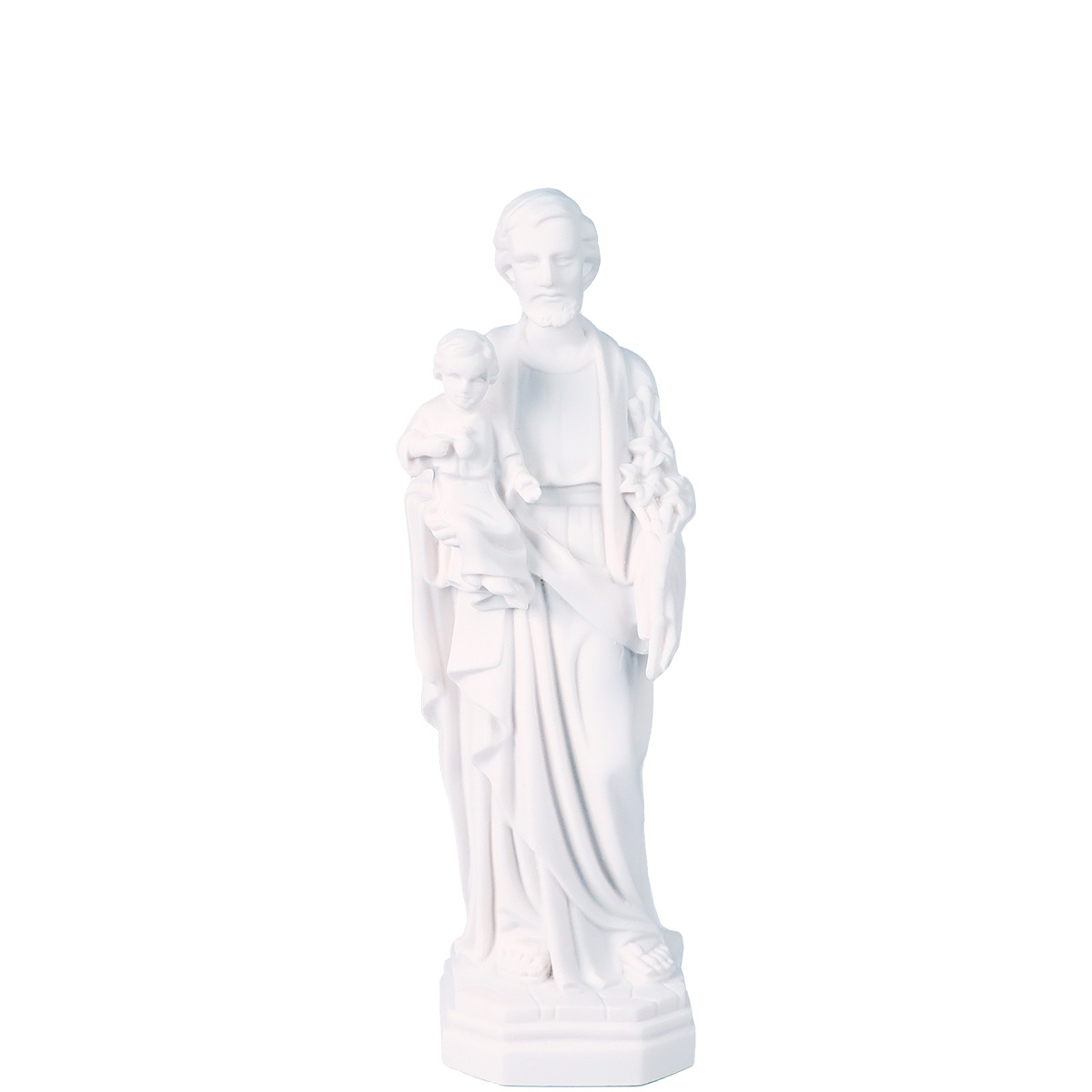 Statue blanche en albâtre de saint Joseph, Plusieurs tailles.