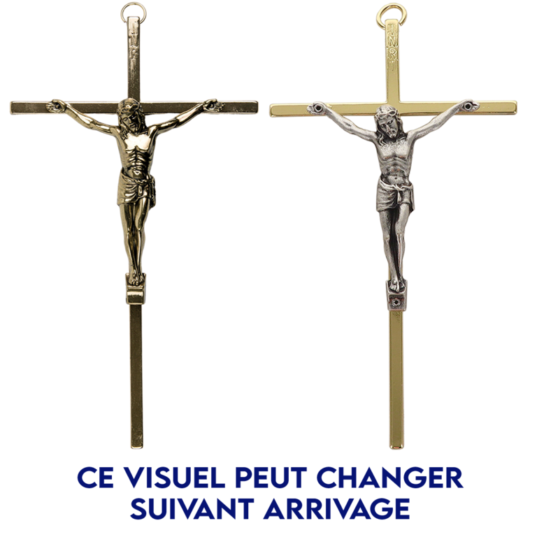 Crucifix avec Christ en métal couleur dorée H. 19 cm