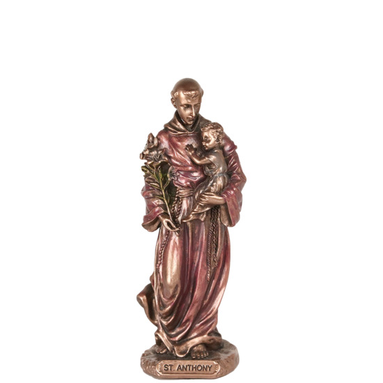 Statue bronze coulé à froid de saint Antoine, H. 10 cm 