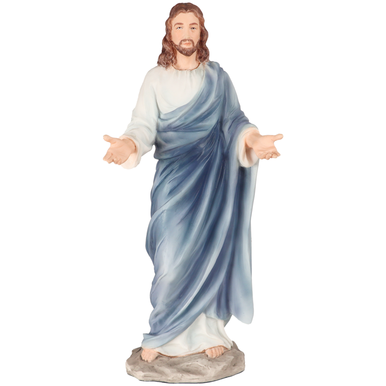 Statue en résine polystone peinte à la main du Christ en Bénédiction, H. 23 cm