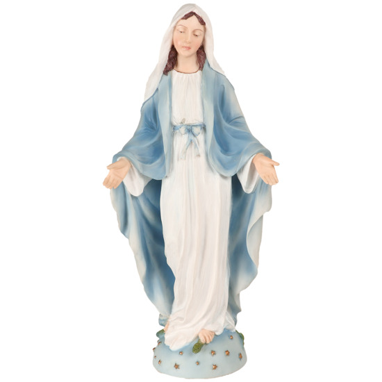 Statue en polystone polychrome peinte à la main de la Vierge Miraculeuse, H. 21 cm