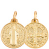 Médaille en plaqué or Ø 1,6 cm, plusieurs saints. Livrée en boite.