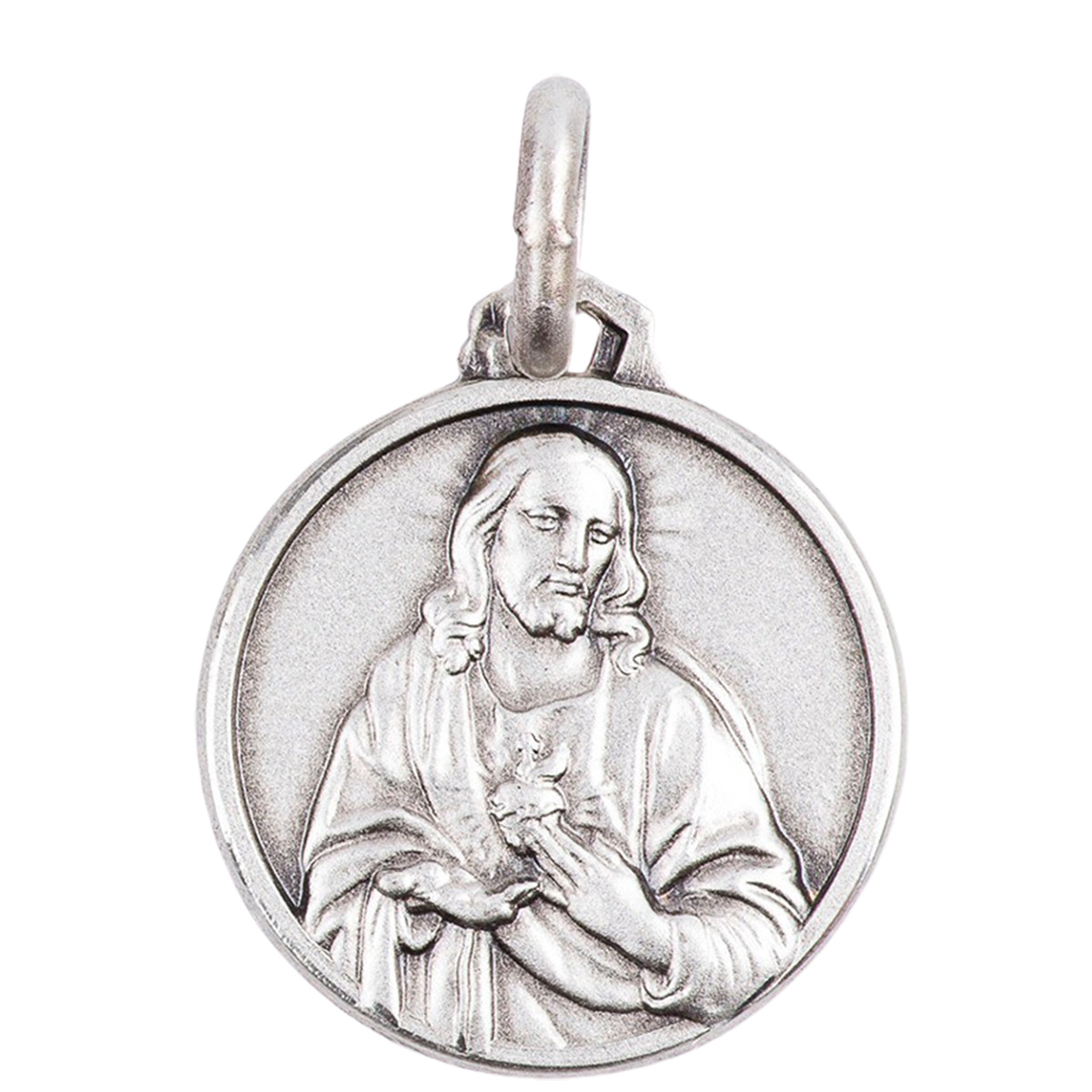 Médaille en argent 925 °/°° Ø 1,6 cm, plusieurs saints. Livrée en boîte.