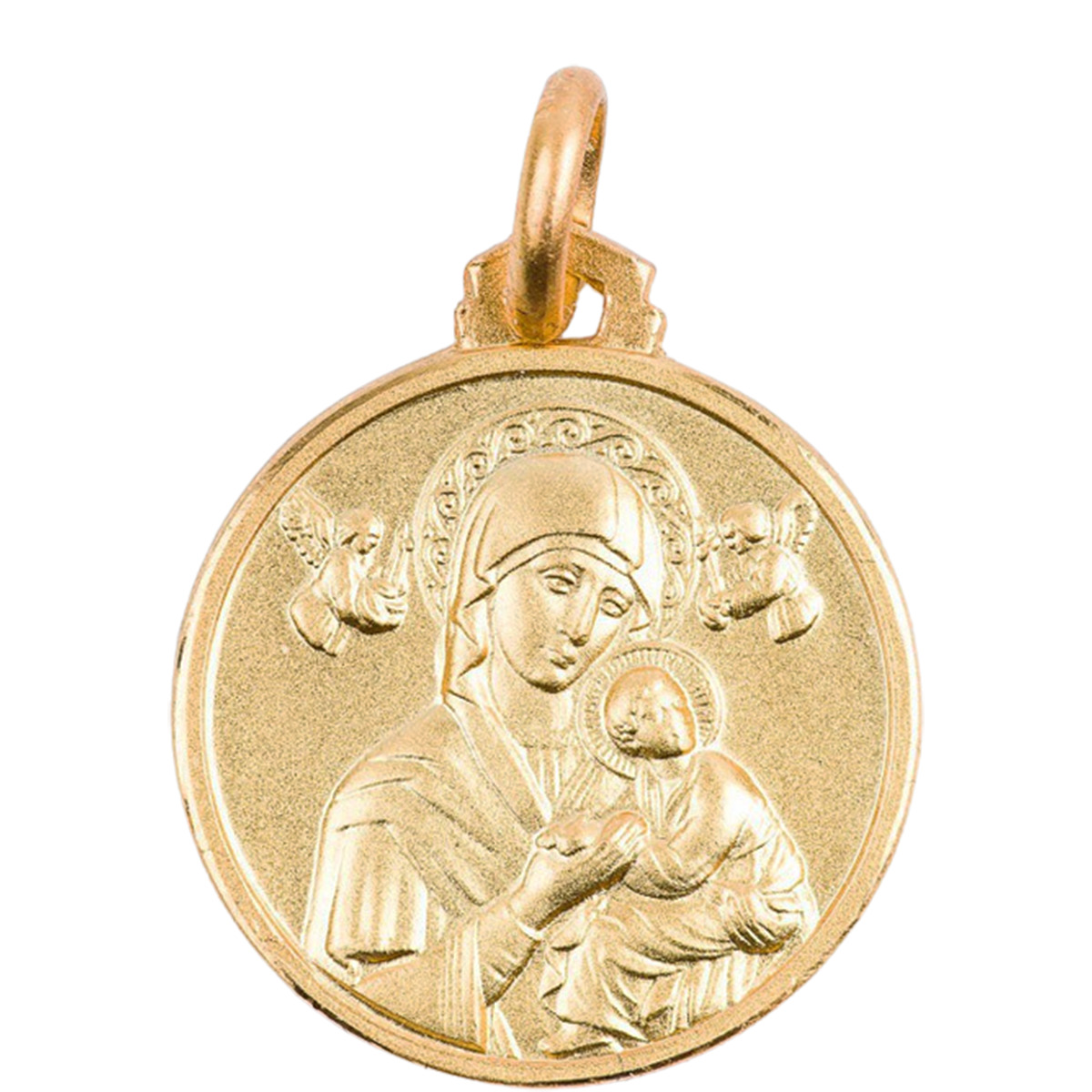 Médaille en plaqué or Ø 18 mm, plusieurs saints. Livrée en boite.