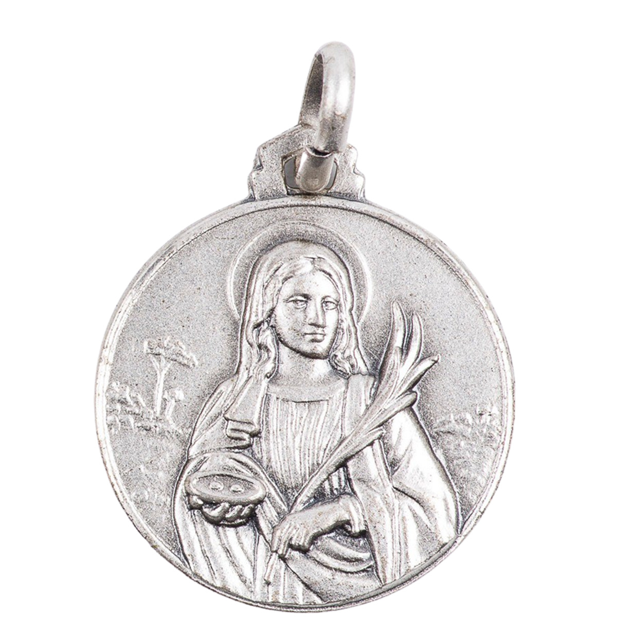 Médaille argent 925 °/°° Ø 1.8 cm, plusieurs saints. Livrée en boîte.