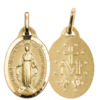 Médaille en plaqué or de la Vierge Miraculeuse avec bordure, plusieurs tailles. Livrée en boite